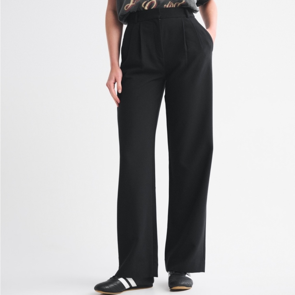 Abercrombie & Fitch Sloane Tailored Wide Leg Pant Black